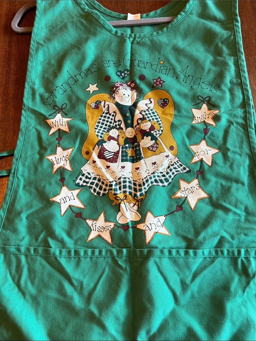 vintage grandma's guardian Angel Apron Vest tie sides front pockets one size